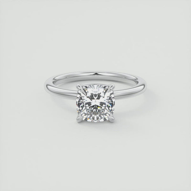 2CT Cushion Cut Moissanite Solitaire Engagement Ring