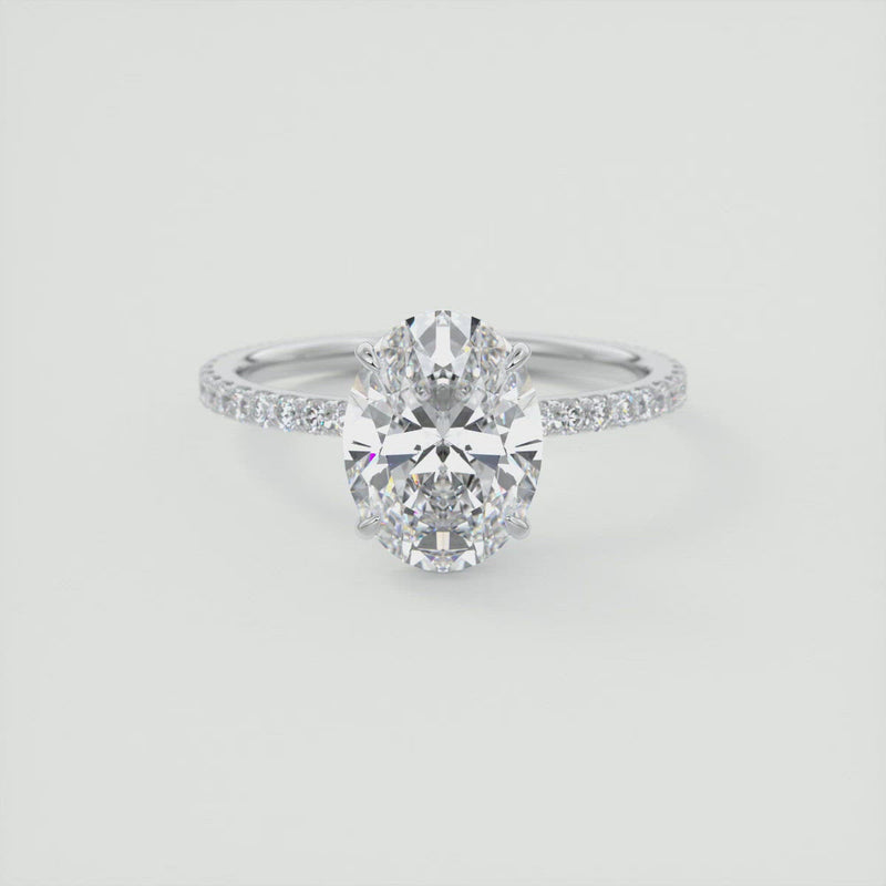 2CT Oval Cut Moissanite Solitaire Pave Setting Engagement Ring