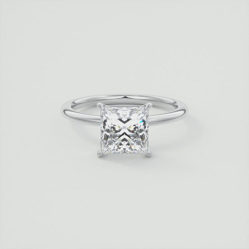 2CT Princess Cut Moissanite Solitaire Engagement Ring