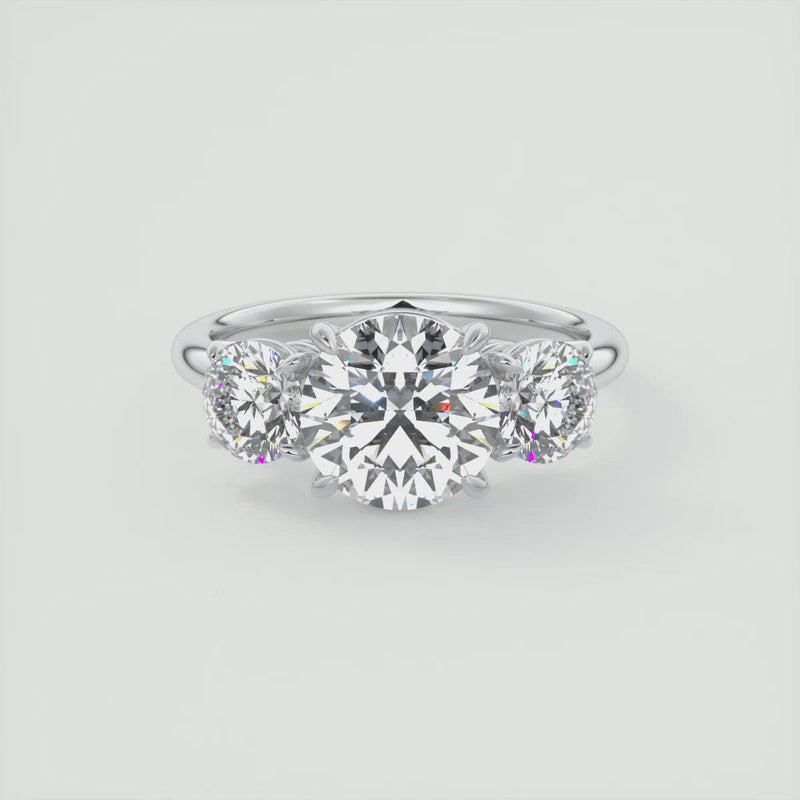 2CT Round Brilliant Cut Moissanite 3 Stones Engagement Ring