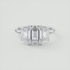 2CT Emerald Cut Moissanite 3 Stones Engagement Ring