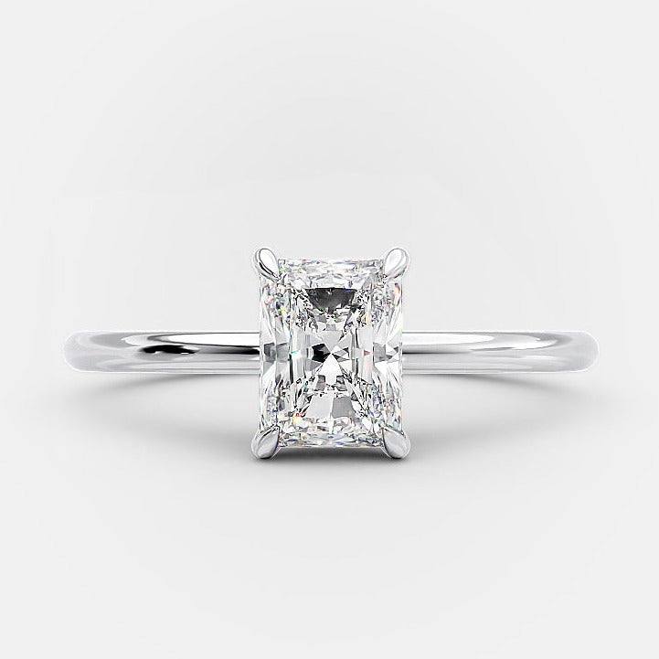 1.0ct Radiant Cut Moissanite Solitaire Style Engagement Ring