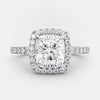 1.50 CT- 4.50 CT Cushion Moissanite Halo Pave Setting Engagement Ring