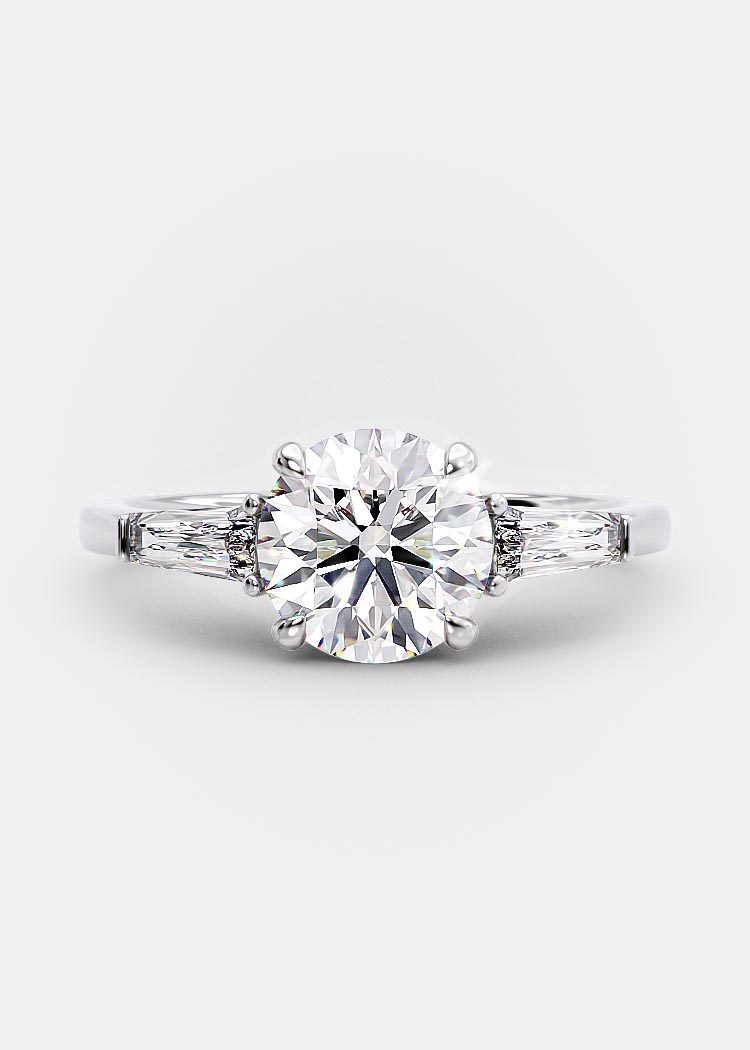 1.31CT Round Brilliant Cut Moissanite 3 Stone Engagement Ring