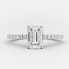 1.0ct Emerald Cut Moissanite Diamond Hidden Halo Engagement Ring