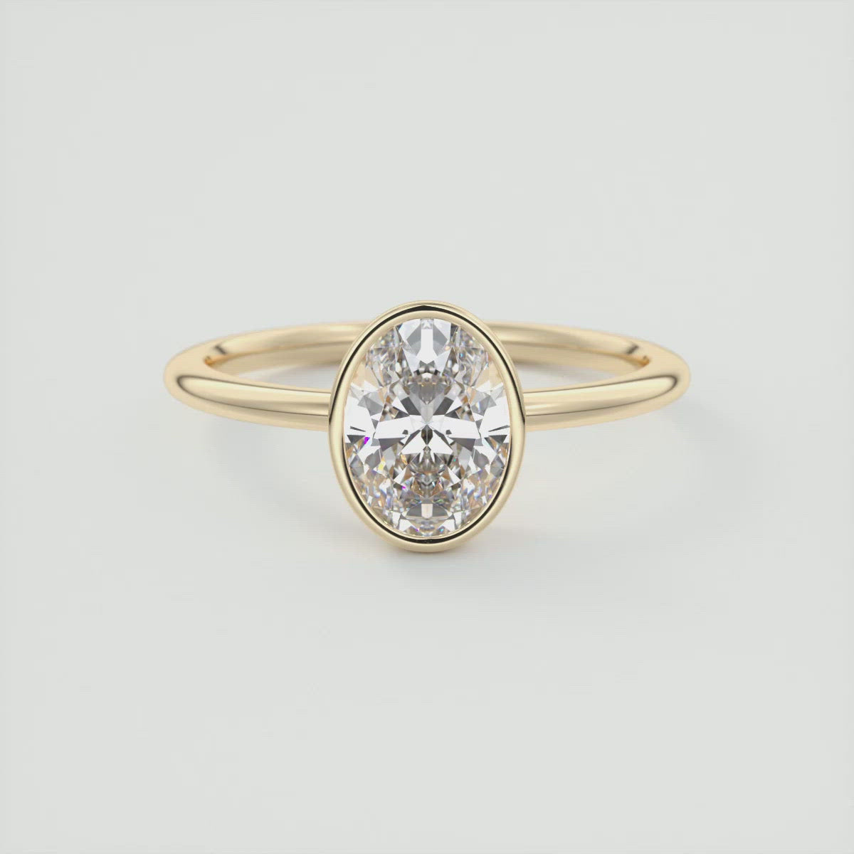 2CT Oval Cut Moissanite Bezel Solitaire Engagement Ring