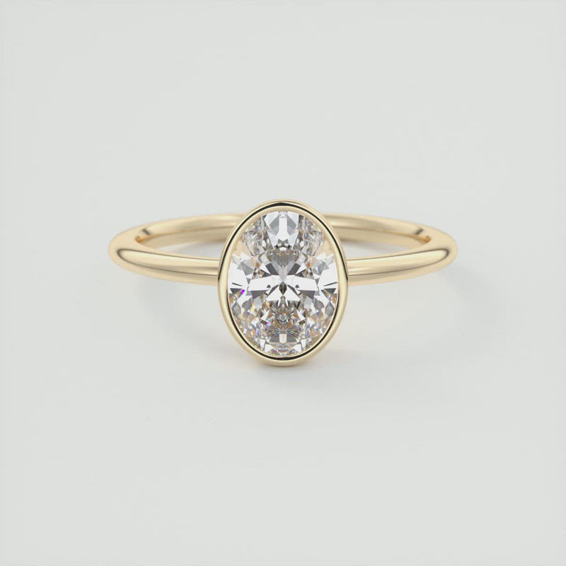 2CT Oval Cut Moissanite Bezel Solitaire Engagement Ring