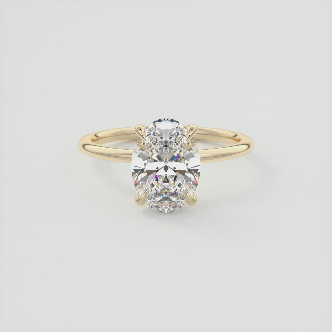 2CT Oval Moissanite Solitaire Engagement Ring With Hidden Halo Setting
