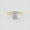 2CT Emerald Cut Moissanite Solitaire Two Tone Engagement Ring