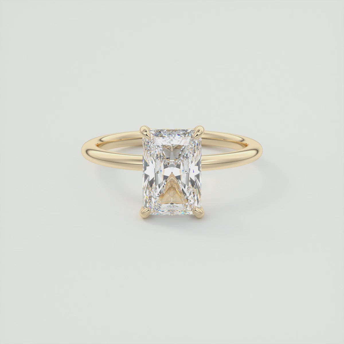 2CT Radiant Moissanite Solitaire Engagement Ring With Hidden Halo Setting