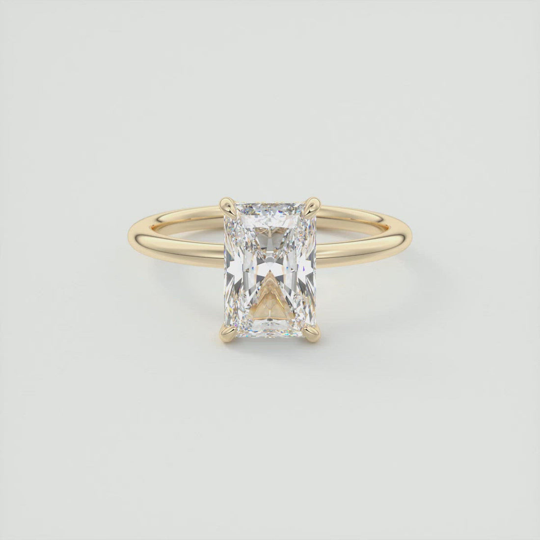 2CT Radiant Moissanite Solitaire Engagement Ring With Hidden Halo Setting