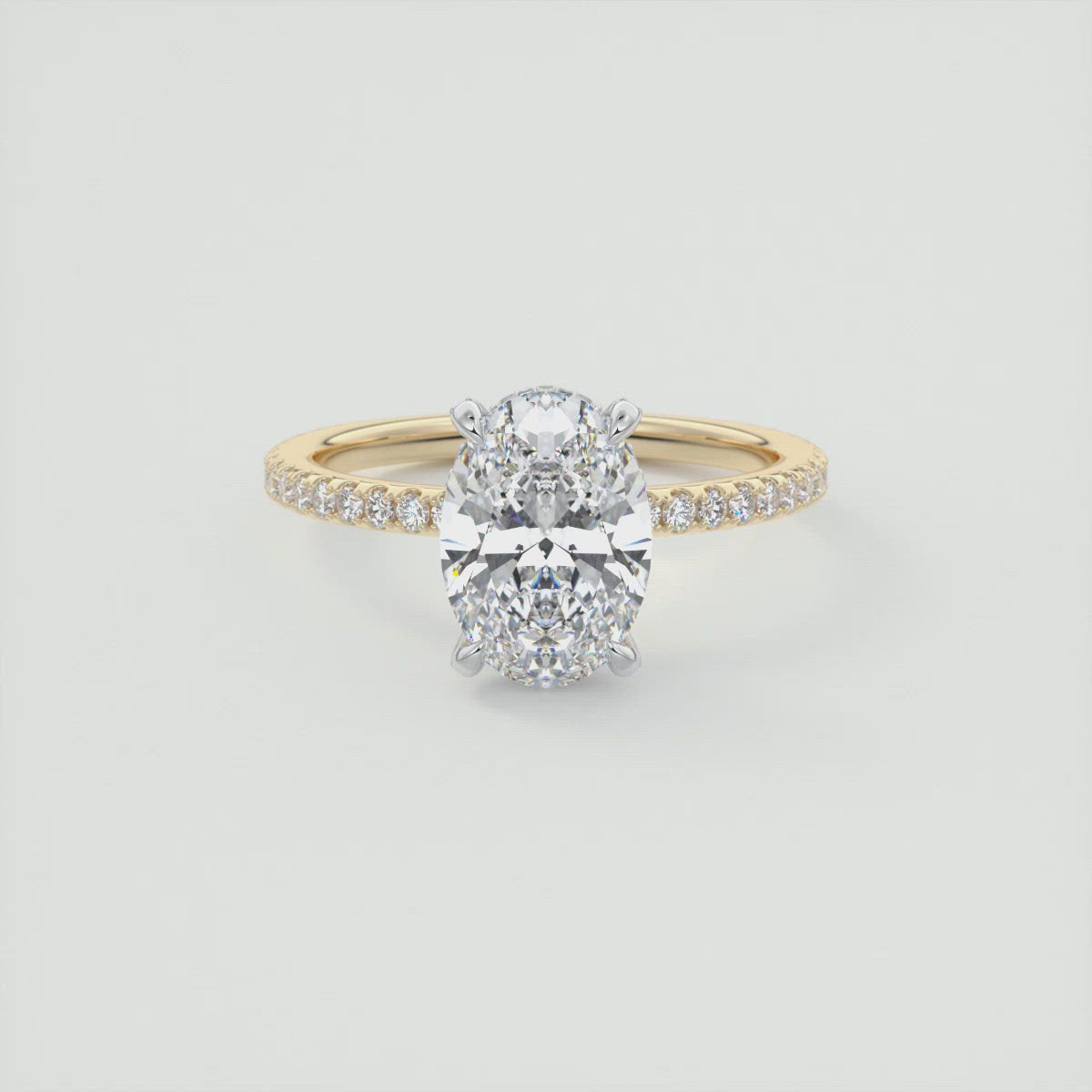 2CT Oval Cut Moissanite Hidden Halo Pave Setting Engagement Ring