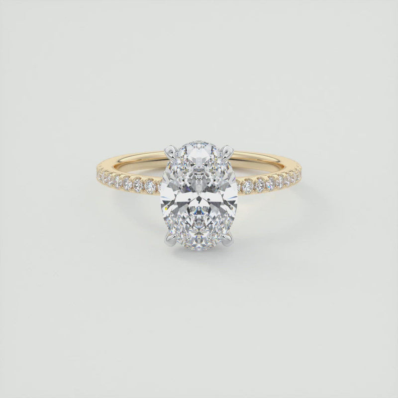 2CT Oval Cut Moissanite Hidden Halo Pave Setting Engagement Ring