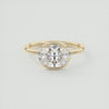2CT East West Oval Cut Moissanite Half Bezel Solitaire Engagement Ring