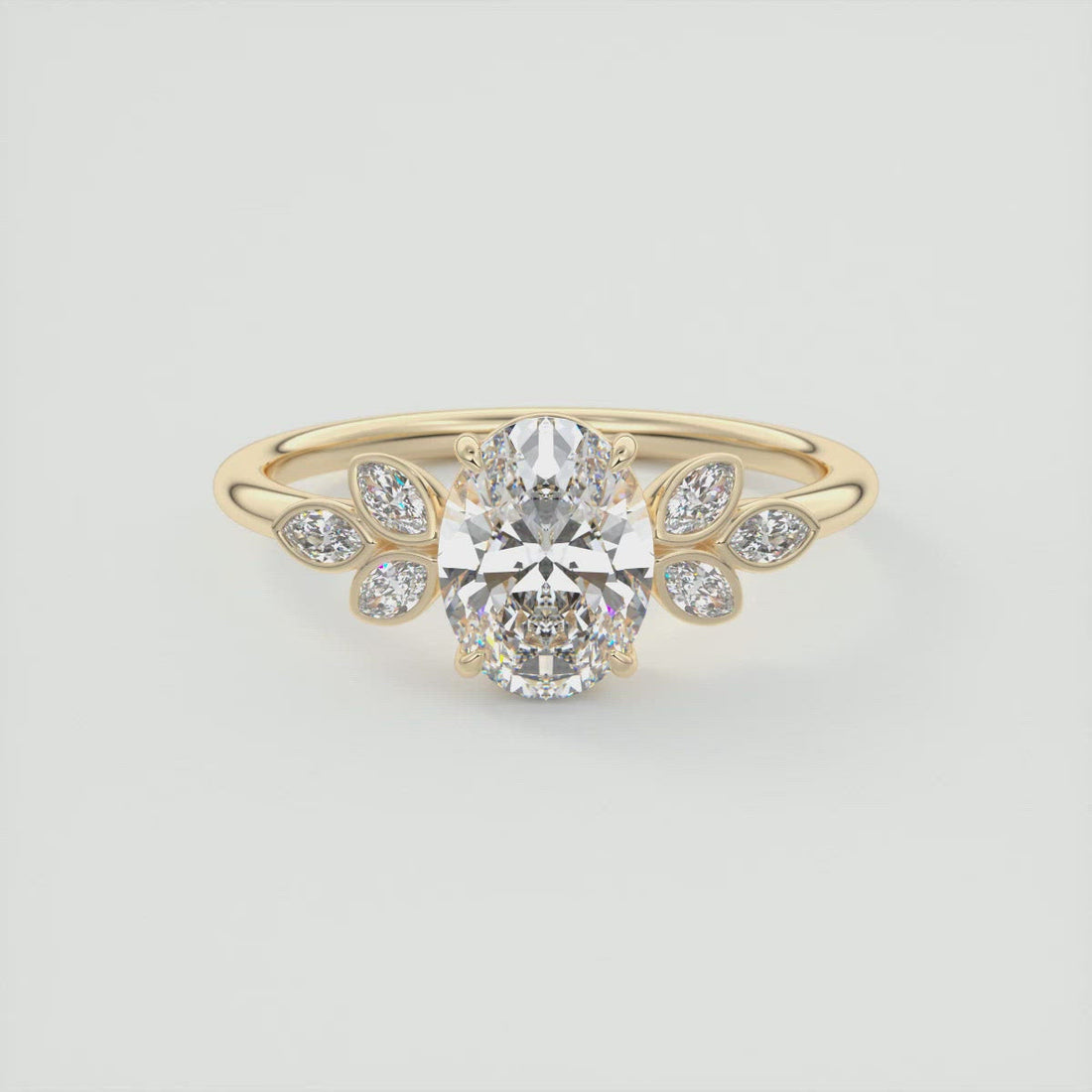 2CT Oval Cut Moissanite Cluster Diamond Engagement Ring