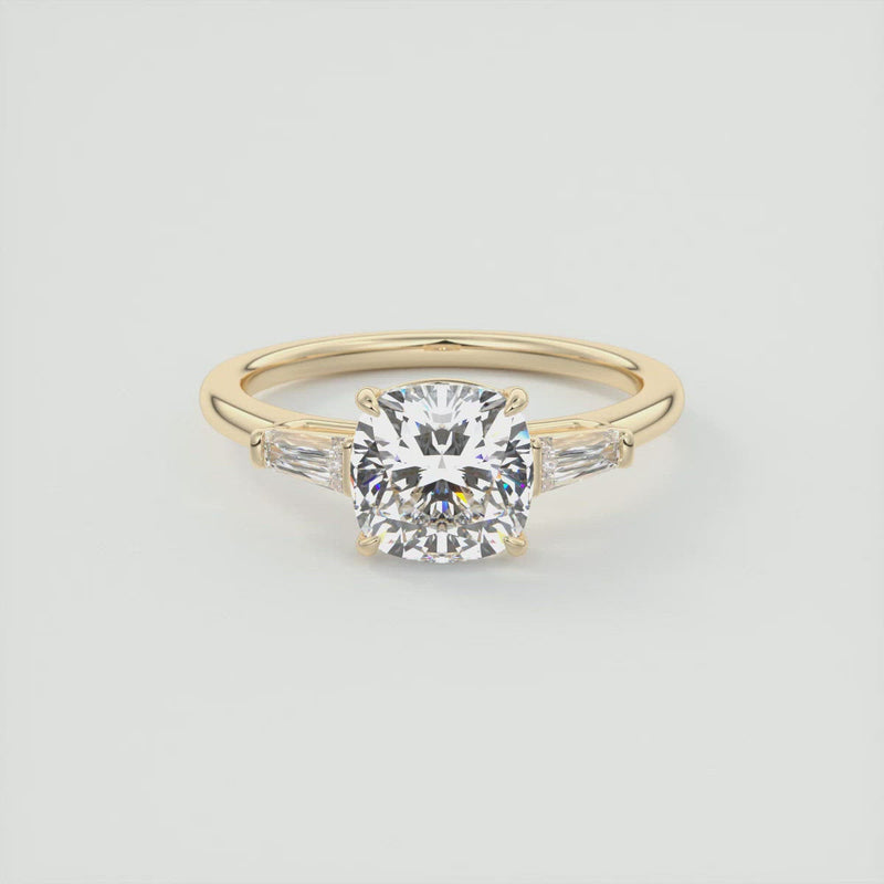 2CT Cushion Moissanite 3 Stones Engagement Ring