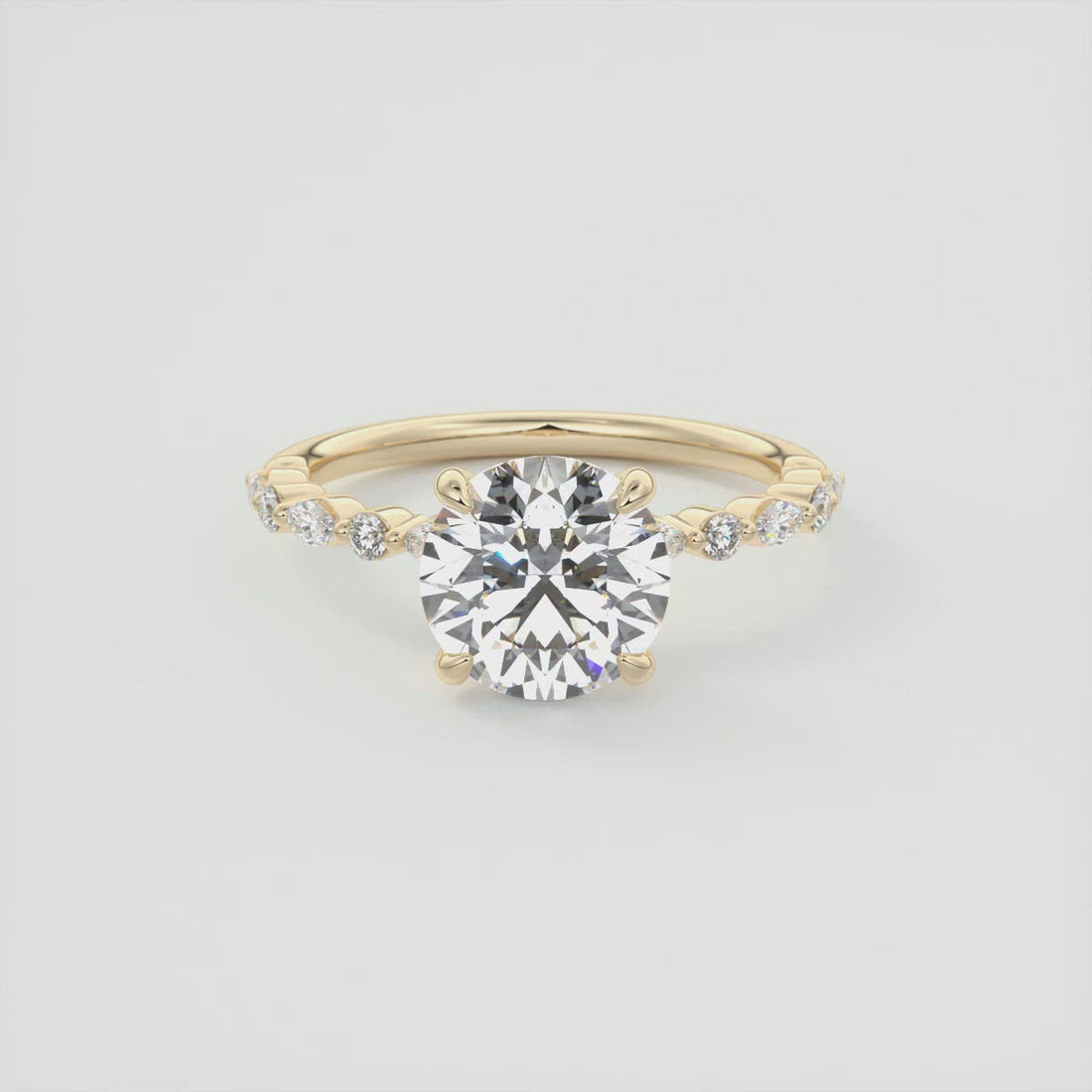 2CT Round Cut Moissanite Solitaire Pave Setting Engagement Ring