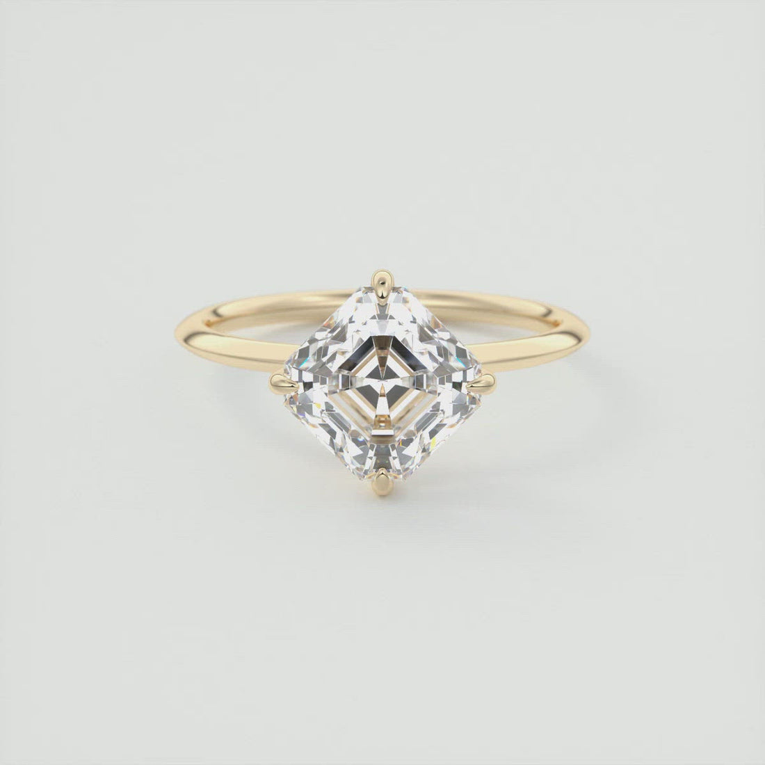 2CT Asscher Moissanite Solitaire Engagement Ring