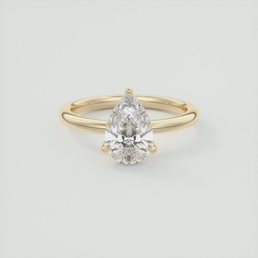2CT Pear Cut Moissanite Solitaire Engagement Ring