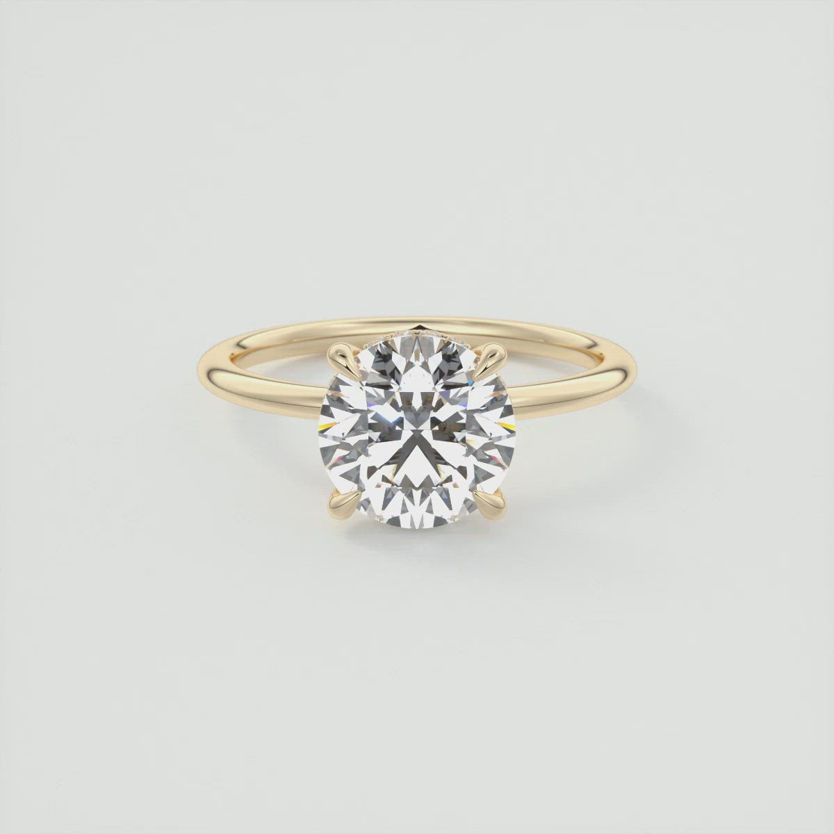 2CT Round Moissanite Solitaire Engagement Ring With Hidden Halo Setting