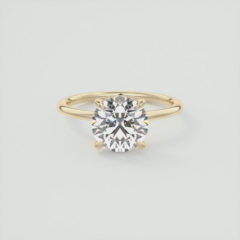 2CT Round Moissanite Solitaire Engagement Ring With Hidden Halo Setting
