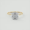 2CT Asscher Moissanite Bezel Solitaire Two Tone Engagement Ring