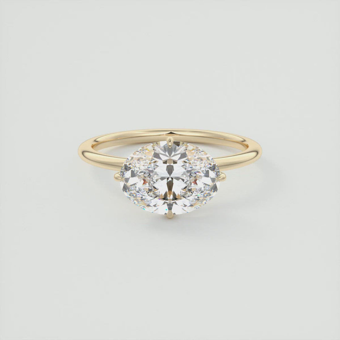 2CT East West Oval Cut Moissanite Hidden Halo Engagement Ring