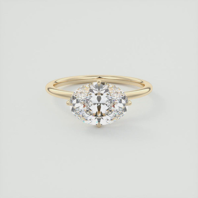 2CT East West Oval Cut Moissanite Hidden Halo Engagement Ring