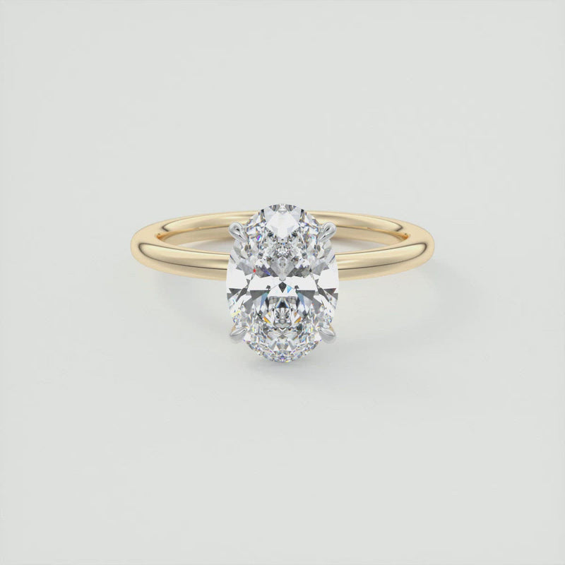 2CT Oval Cut Moissanite Solitaire Two Tone Engagement Ring