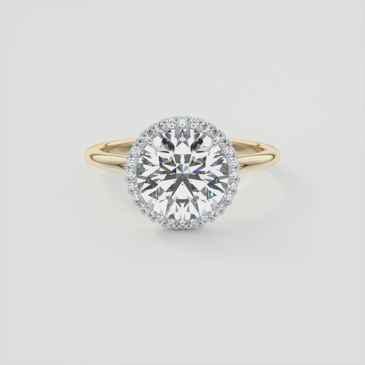 2CT Round Cut Moissanite Halo Engagement Ring
