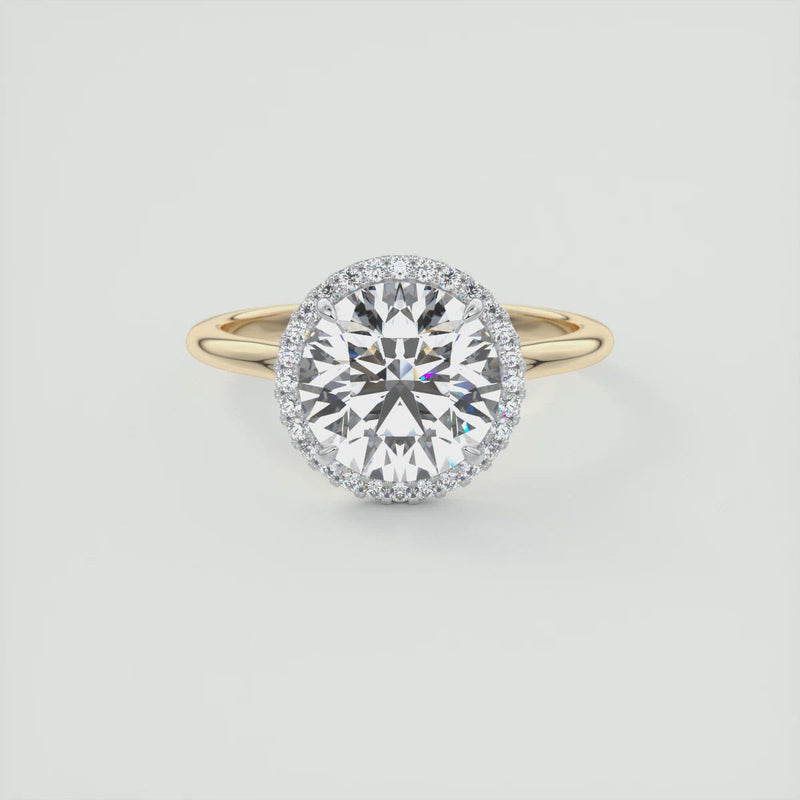 2CT Round Cut Moissanite Halo Engagement Ring