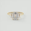 2.0CT Emerald Cut Moissanite 3 Stone Engagement Ring