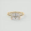 2CT East West Radiant Cut Moissanite Half Bezel Solitaire Engagement Ring