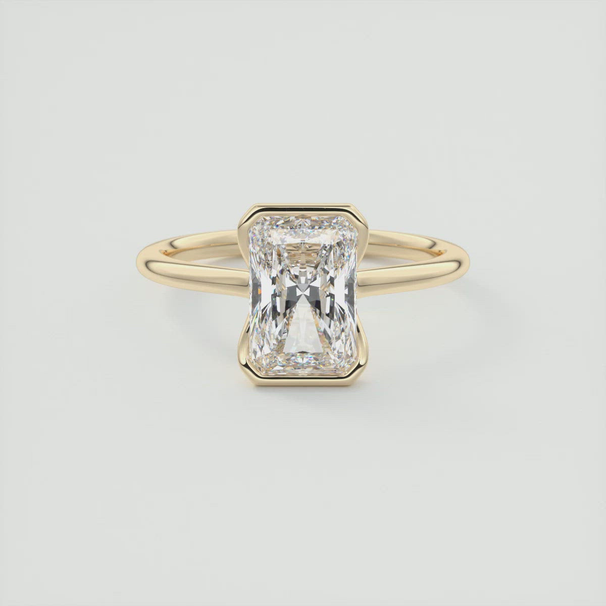 2CT Radiant Cut Moissanite Half Bezel Solitaire Engagement Ring