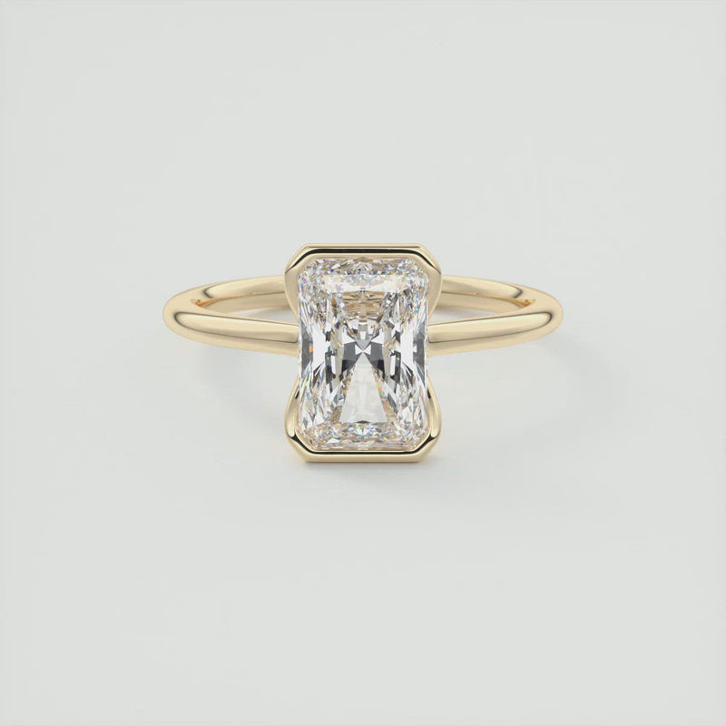 2CT Radiant Cut Moissanite Half Bezel Solitaire Engagement Ring