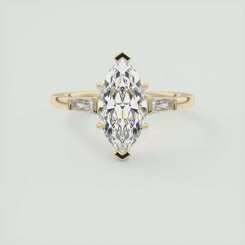 2CT  Marquis Cut Moissanite 3 Stones Diamond Engagement Ring