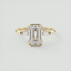 2.0CT Emerald Moissanite Half Bezel 3 Stones Engagement Ring