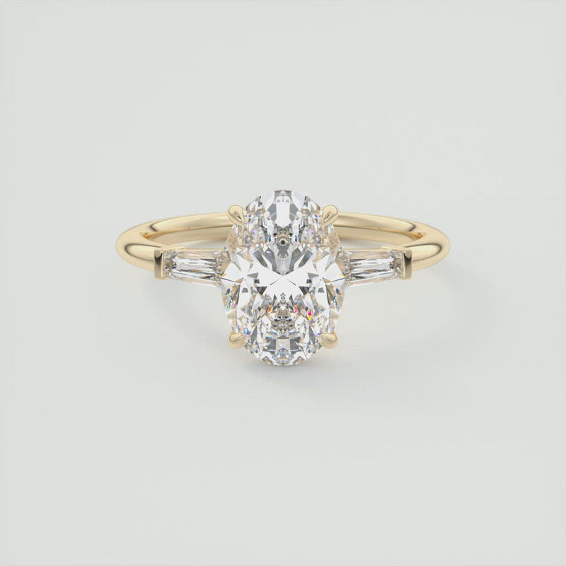 2CT Oval Cut Moissanite 3 Stones Engagement Ring