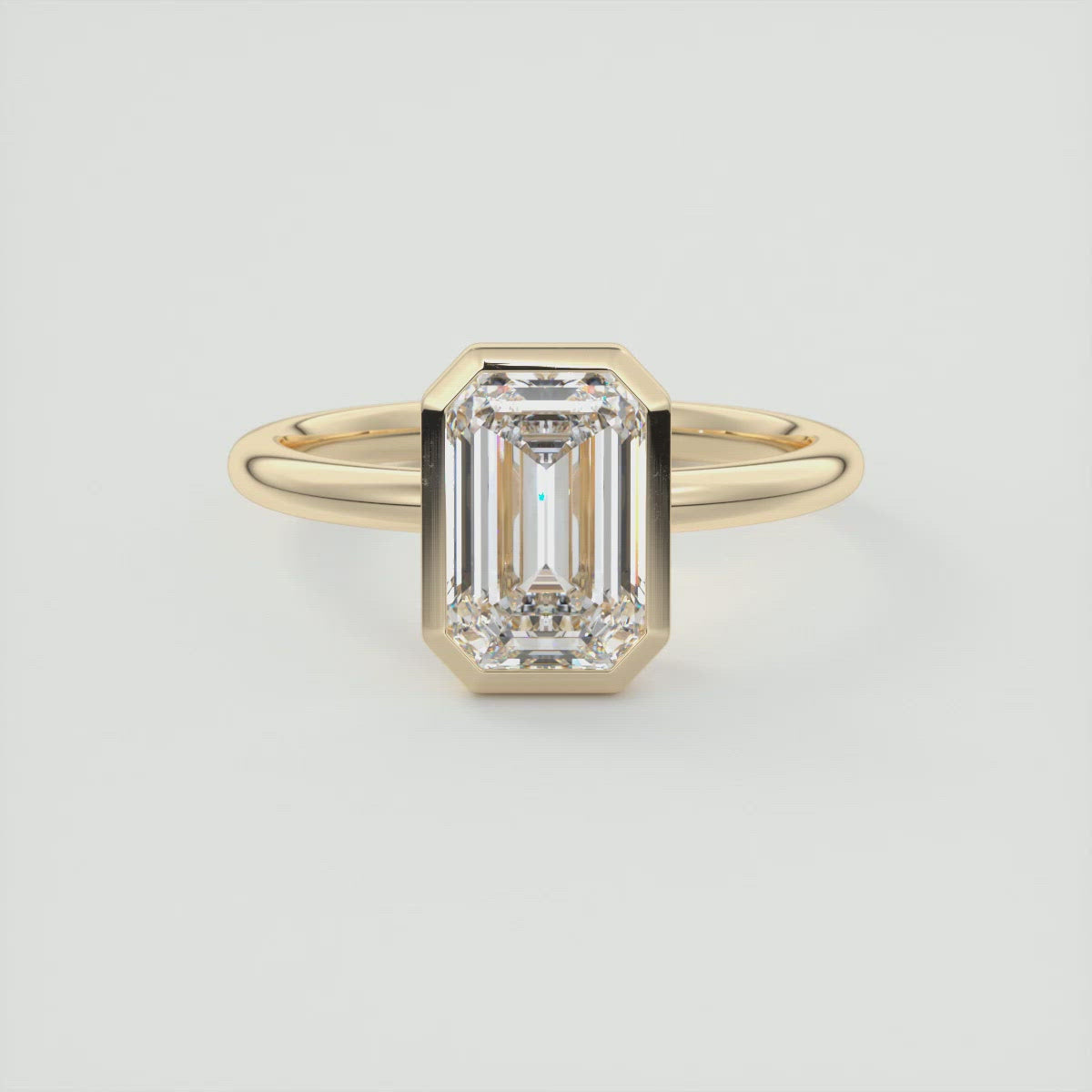 2CT Emerald Moissanite Bezel Solitaire Engagement Ring