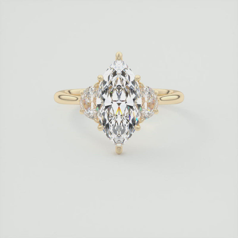 2.0CT Marquise Moissanite 3 Stones Engagement Ring