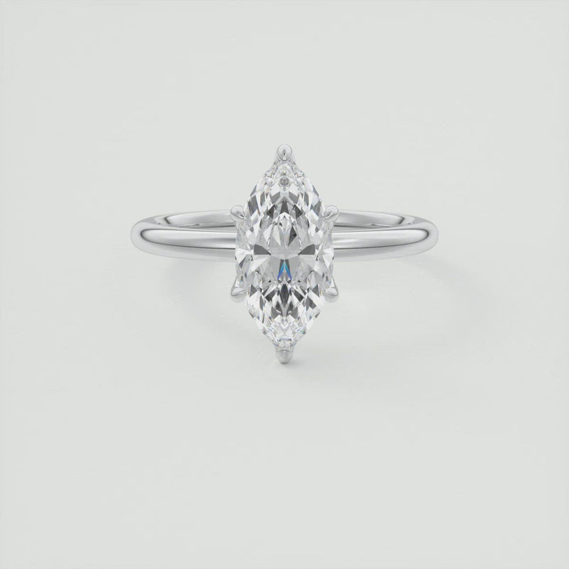 2CT Marquise Cut Moissanite Solitaire Diamond Engagement Ring