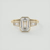 2.0CT Emerald Cut Moissanite Bezel 3 Stone Diamond Engagement Ring