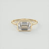 2CT East West Emerald Cut Moissanite Bezel Solitaire Engagement Ring