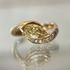 1.0CT-2.0CT Yellow Marquise Cut Moissanite Pave Diamond Engagement Ring