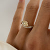1.0CT-2.0CT Yellow Marquise Cut Moissanite Pave Diamond Engagement Ring