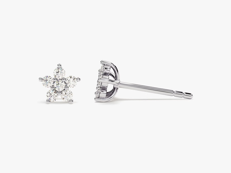 Round Flower Stud Moissanite Diamond Earrings for Women