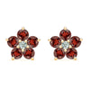 2.90CT Round Garnet Diamond January Birthstone Flower Studs