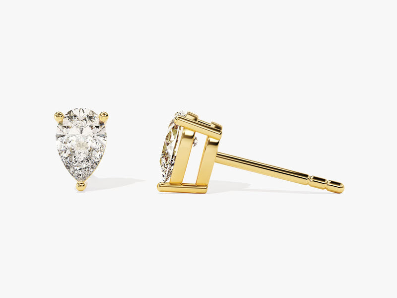 1.0CT Pear Cut Moissanite Diamond Earrings for Women in Yellow Gold