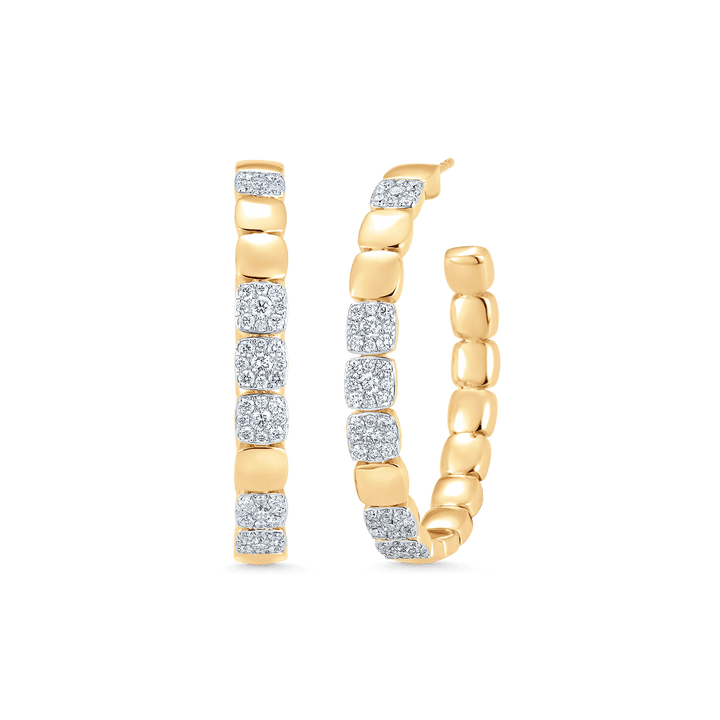 1.21 TCW Round Moissanite Diamond Beaded Hoop Earrings