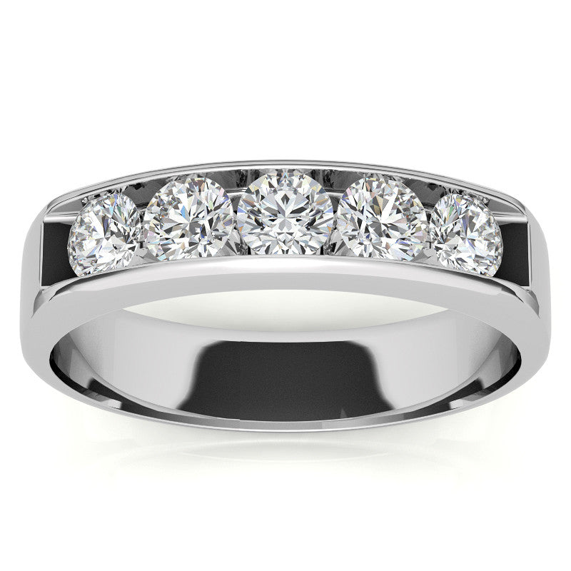 1.25ct Round Cut Five Stone Moissanite Men's Wedding In Rose Gold